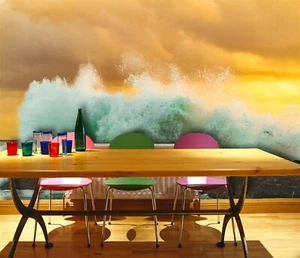 3D Nube Océano Olas Q7456 Papel Pintado Mural Fotomural Autoadhesivo Kay - Imagen 1 de 10