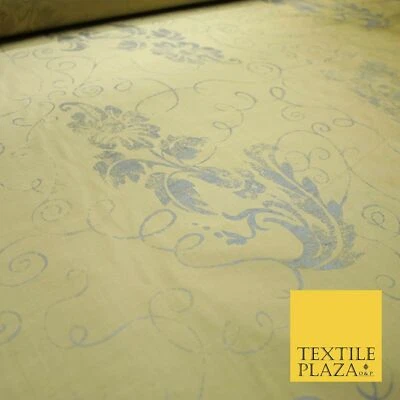 Luxury Gold Ornamental Grey Floral Printed 100% PURE SILK Dupion Fabric 53" 4618 - Image 1 of 4