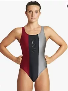 ARENA Womens Just O Back 1 piece Black Burnt Red Grey Size 12 1 piece Brand NEW - Picture 1 of 5