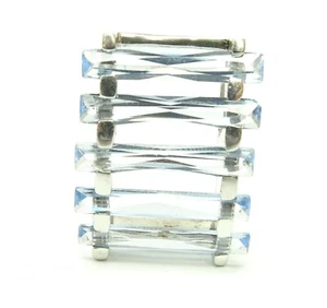 925 Sterling Silver Custom Jewelry Pendant w/ Blue Glass Stones - Picture 1 of 7