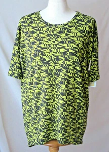 LULA ROE SHIRT PULLOVER ROUND NECK BLACK/GREEN SHORT SLEEVE COMFY TOP XXS NEW - Picture 1 of 7