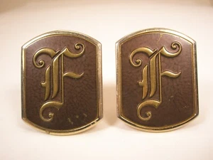 F Monogram Old English Font Initial Letter Name Vintage SWANK LARGE Cuff Links - Picture 1 of 8