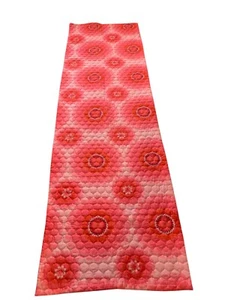 Vintage 1960’s Quilted Bed Runner Flower Pink Orange MOD Hippie Flower Power LG - Picture 1 of 8