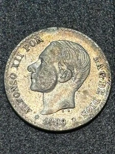 SPAIN 1880(80)MS-M 50 CENTIMOS KM685, 0.835 SIL, FREE USA SHIPPING - Picture 1 of 5