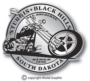 STURGIS SILVER BIKE WEEK DECAL STICKER STURGIS SOUTH DAKOTA 4" x 3.5" CHOPPER - Bild 1 von 2