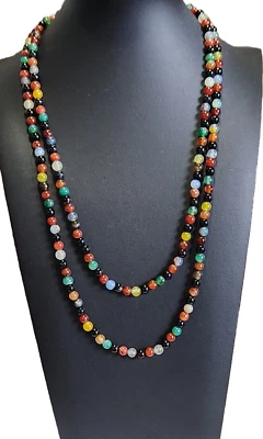 Collar sin fin de cuentas de ágata multicolor de 6 mm - 48 pulgadas Foto 1 de 2