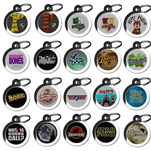 Pet Tags for Dogs Film TV Themed Personalised Dog ID Tag Name Disc for Collar - Picture 1 of 40