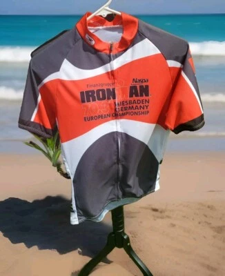 Camisa Jersey Sugoi Ciclismo Ironman HAWAII Euro Triatlón Rojo Naranja Pequeña/Mediana Foto 1 de 4