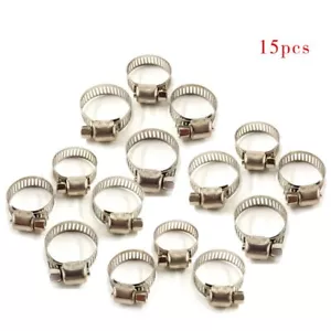 Abrazaderas de manguera de accionamiento de acero inoxidable ajustables de 3/4""-1"" 15 piezas línea de combustible clip de gusano - Imagen 1 de 6