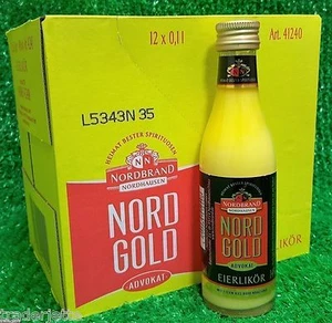 (15,75€/l) 1 Kiste Nordgold EIERLIKÖR ADVOKAT 12x0,1l Nordbrand Ostprodukt !!
