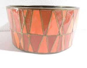 Lee Angel Neiman Marcus Red Orange Geo Enamel Brass Cuff Bracelet NWT 240 - Picture 1 of 9
