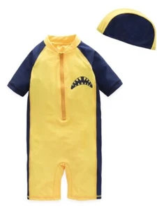 Bilo Baby Kid Boys Chic Animals Printed One-Piece Rash Guard Sun Hat Swimsuit - Picture 1 of 54