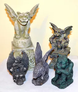 FIVE Gothic Guardian Winged ANIMAL Vampire Gargoyle Paperweight Figurines LOT - Picture 1 of 20