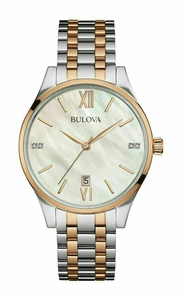Reloj para mujer Bulova 98P150 esfera nácar tono oro rosa diamante Foto 1 de 1