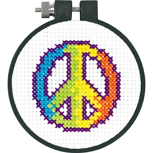 Cross Stitch Kit ~ Dimenisons Rainbow Peace Sign Kids Learn a Craft #72-73600 - Picture 1 of 2