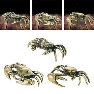 Brass Crab Figurine Home Office Decor Collectible Art Craft Adorable Small - Picture 1 of 18