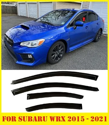 For Subaru WRX 2015-2021 Black Smoke Tinted Window Visors Deflectors Rain Guards Foto 1 de 4