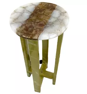 Mesa de centro de ágata blanca, mesa consola de piedra de ágata, mesa de tamiz de sofá - Imagen 1 de 7