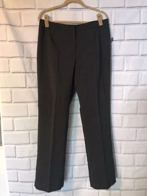 NWT Le Suit Black Pinstripe Pants Sz 10 Career Work Straight Leg New Front Zip - Image 1 of 4