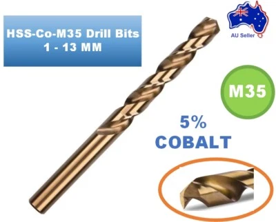 M35 Cobalt Twist Drill Bits -  Metric 1 2 3 4 5 6 7 8 9 10 13 x.5 mm METAL STEEL - image 1 of 4