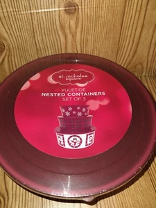 New St. Nicholas Square Yuletide Nested Containers Set Of 3 BOWLS WITH LIDS - Picture 1 of 6