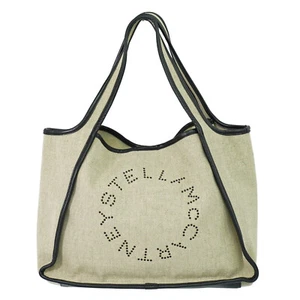 Bolso de hombro de lona con logotipo de Stella McCartney beige negro - Imagen 1 de 15