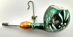 Christmas Mercury Glass Ornament Smoking Pipe Working Whistle Original Antique - Picture 1 of 7