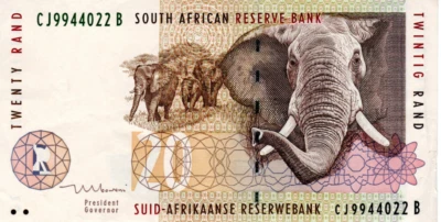 South Africa 20 Rand ND(1999) aXF Banknote P-124b Prefix CJ Mboweni Sig. - Image 1 of 2