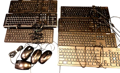 7 Wired Keyboards & 4 Wired Mouse Computer.  Lenovo Dell HP Microsoft USB - Image 1 of 4