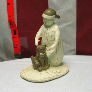 FLURRYVILLE retro snowman w/ dog figure Merry Christmas folk art Winter statue - Picture 1 of 3