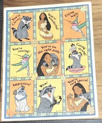 Pegatinas vintage, sello Disney naranja Pocahontas,, 1 hoja, (chip 1-3) Foto 1 de 4