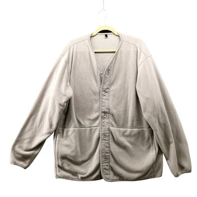 MUJI перерабатываемый флисовый кардиган мужской XL бежевый кнопка спереди куртка кремовый - Изображение 1 из 4