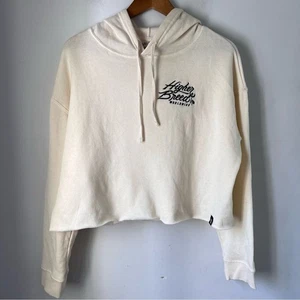 Sudadera con capucha recortada en crema grande - Imagen 1 de 7