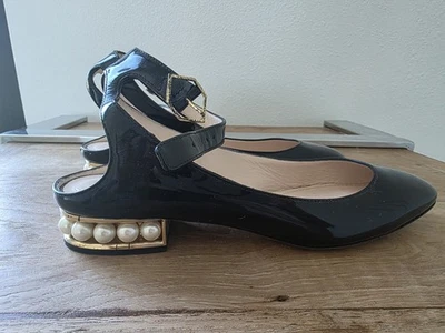 Sapatilhas femininas Nicholas Kirkwood salto pérola - 36,5 pretas - Imagem 1 de 4