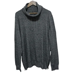 Express Sweater Mens XXL Gray Marled Knit Wool Blend Turtleneck Zip Detail - Picture 1 of 10