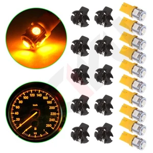 10X 194 T10 Yellow LED Bulb with 1/2" Twist Lock Sockets Dashboard Gauge Lights - Picture 1 of 11