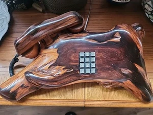 Folk Art Wood Sculpture Telephone - Picture 1 of 8