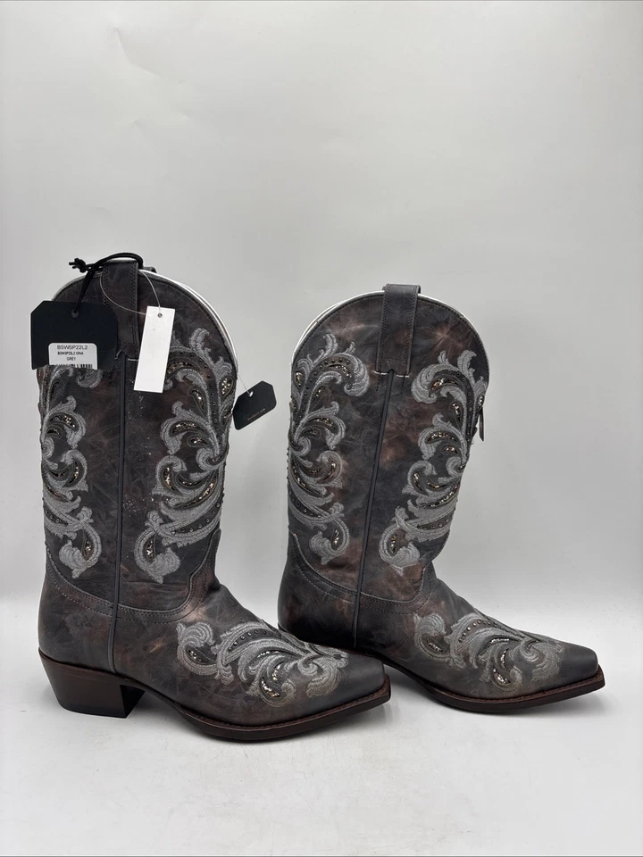 Shyanne Women's Iona Floral Studded Western Boots Grey Size 7.5M - Image 1 of 4