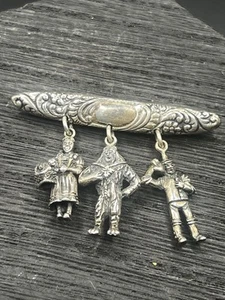 Spilla Vintage Argento Sterling Mago di Oz Charm Dorothy Leone Tin Man - Foto 1 di 9