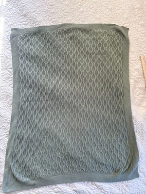 OEKO-TEX 100% COTTON KNIT BABY BLANKET VG SOFT GREEN 33x44 MADE IN INDIA - Image 1 of 4