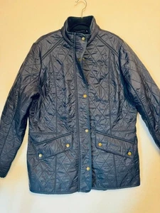 Barbour Cavalry Polarquilt Jacket Coat Winter Navy Blue Womens 14 Quilted Lined - Picture 1 of 13