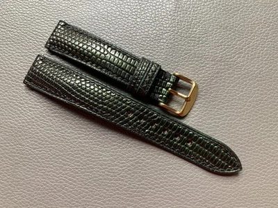 Pulseira de relógio de couro lagarto genuíno verde personalizada 15 16 17 18 19 20 21 2226mm - Imagem 1 de 4