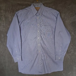 Gold Label Mens Dress Shirt Sz 16.5 Blue Stripe Roundtree Yorke Non Iron Cotton - Picture 1 of 13