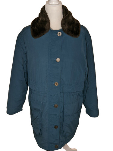 VETEMENTS Vintage Woolrich Peacoat donna S trapuntato foderato pelliccia sintetica collo tasche lavoro fienile USA