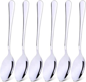 6x Table Spoon Cutlery Stainless Steel Silver Table Spoons Dining - Picture 1 of 6