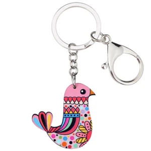 Acrylic Floral Anime Bird Keychains Car Bag Key Ring Animals Jewelry Charm Gifts - Picture 1 of 11