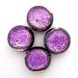 4 tiny dichroic glass cabochon flat back no hole beads 8.5mm-9mm HandMade - Picture 1 of 3