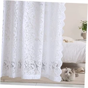 Lace Curtains 63 Inch Length- Vintage White Lace Curtains 52" W x 63" L White 1 - Picture 1 of 7