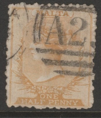 Malta QV 1868 wmk crown CC ½d buff-brown rough p12½ sg14 used - Image 1 of 2