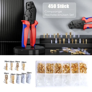 450-tlg Flachstecker Set Kabelschuhe Sortiment Quetschverbinder Flachsteckhülsen - Bild 1 von 16